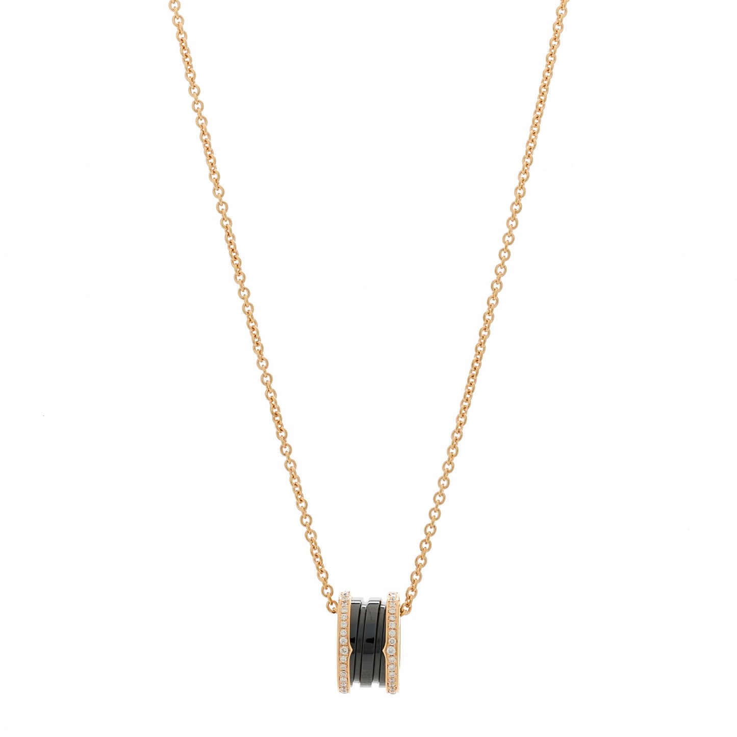 18K Rose Gold Black Ceramic Diamond B.Zero1 Pendant Necklace