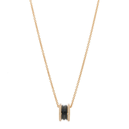 Bulgari 18K Rose Gold Black Ceramic Diamond B.Zero1 Pendant Necklace 1 of 6