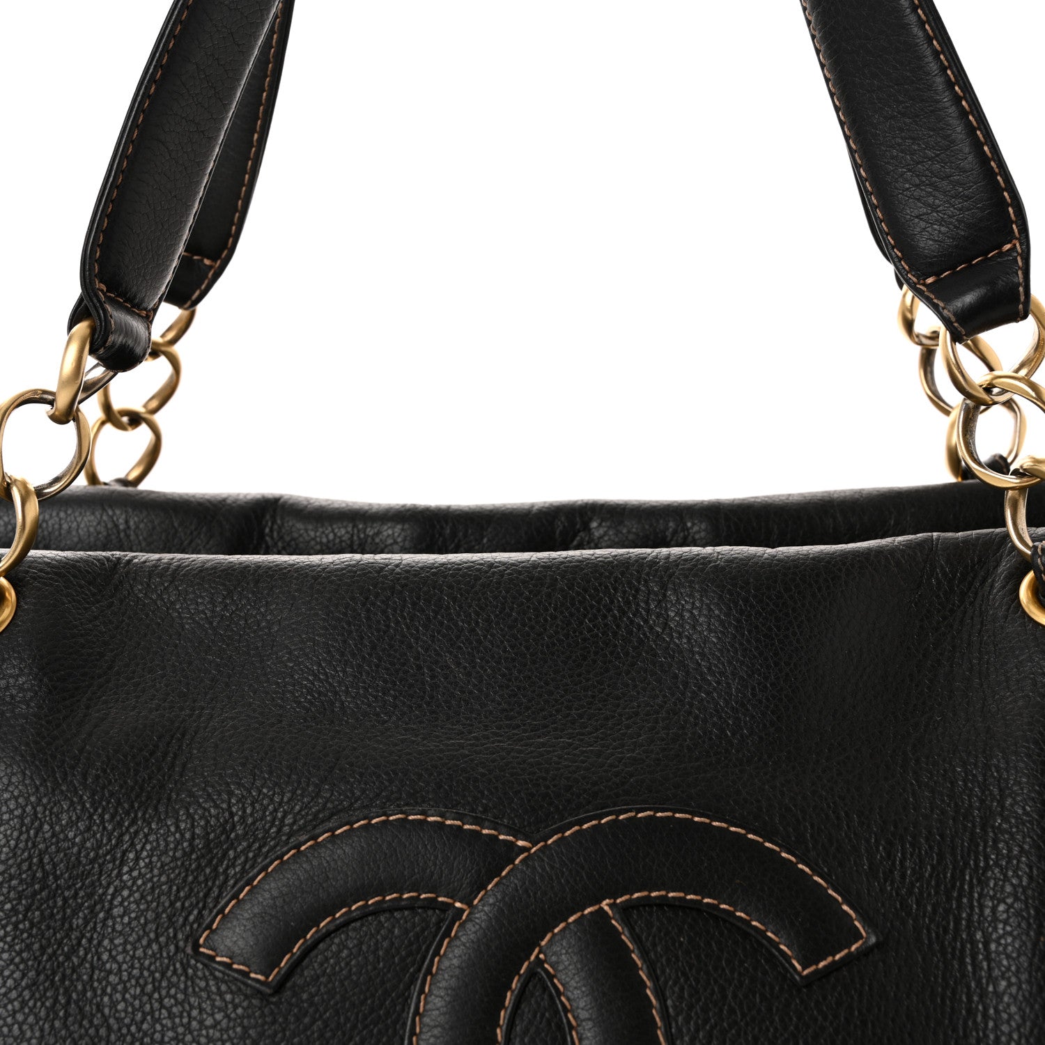 Chanel Grained Calfskin CC Stitched Shoulder Bag Black 7 of 9