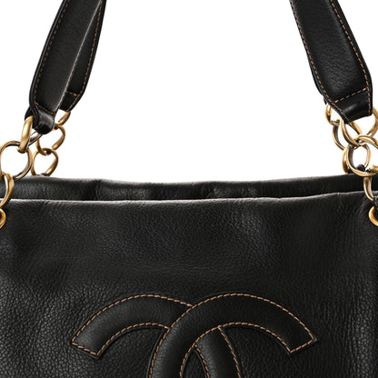Chanel Grained Calfskin CC Stitched Shoulder Bag Black 7 of 9