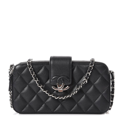 Chanel Lambskin Quilted CC Box Clutch With Chain Black 1 of 15