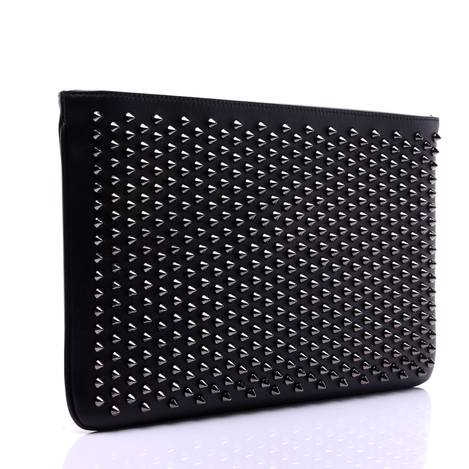 Christian Louboutin Calfskin Studded Loubiposh Clutch Black 3 of 9
