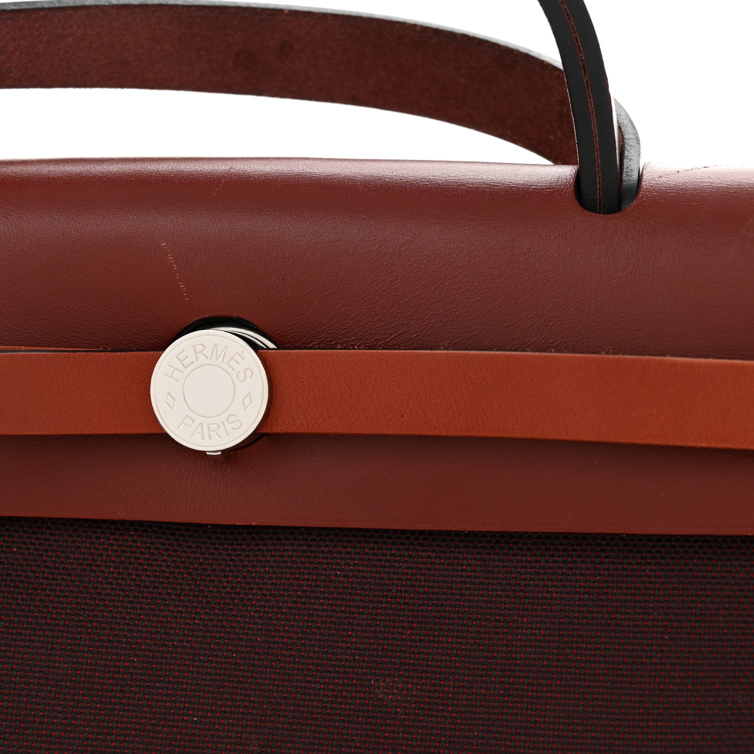 Hermes Military Toile Vache Hunter Herbag Zip 31 PM Chocolate Rouge Sellier Rouge H Cuivre 11 of 14