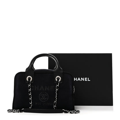 Chanel Mixed Fibers Small Deauville Bowling Bag Navy Blue 11 of 11