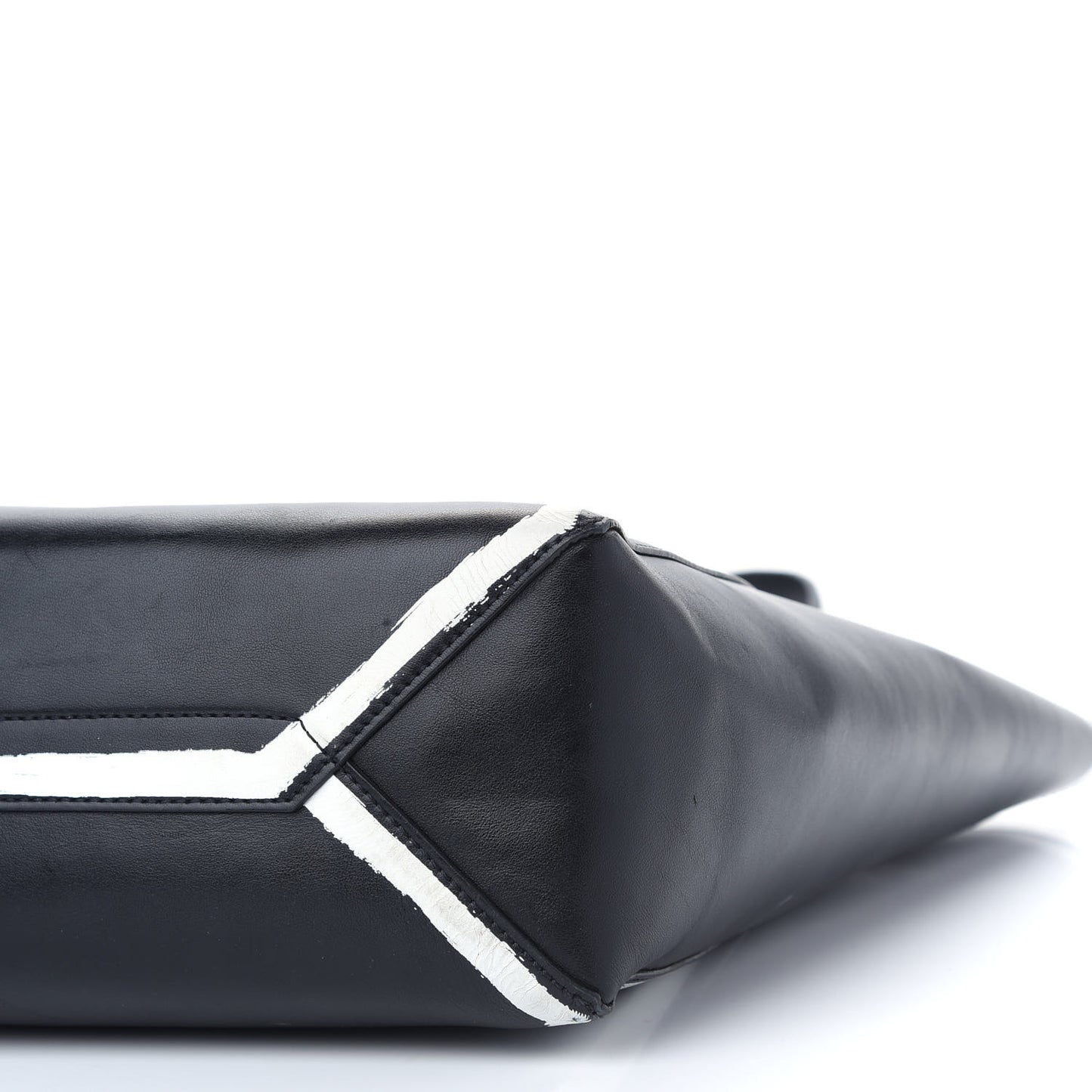 Calfskin Logo Print Stargate Shopper Tote Black