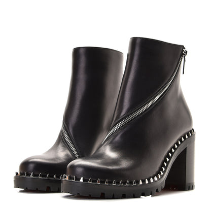 Christian Louboutin Calfskin Spikes Birgitta Lug 70 Zip Around Ankle Boots 35 Black 2 of 12