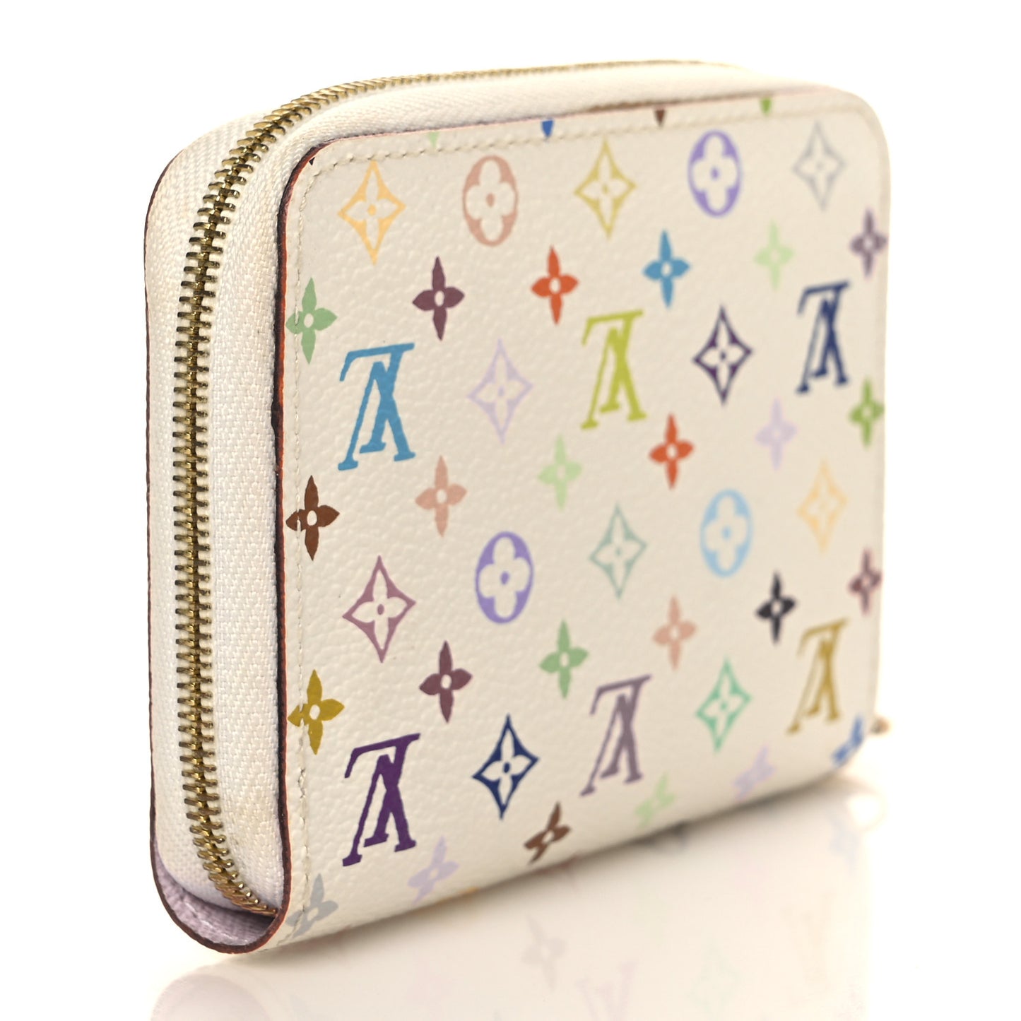 Monogram Multicolor Zippy Coin Purse Wallet White Litchi