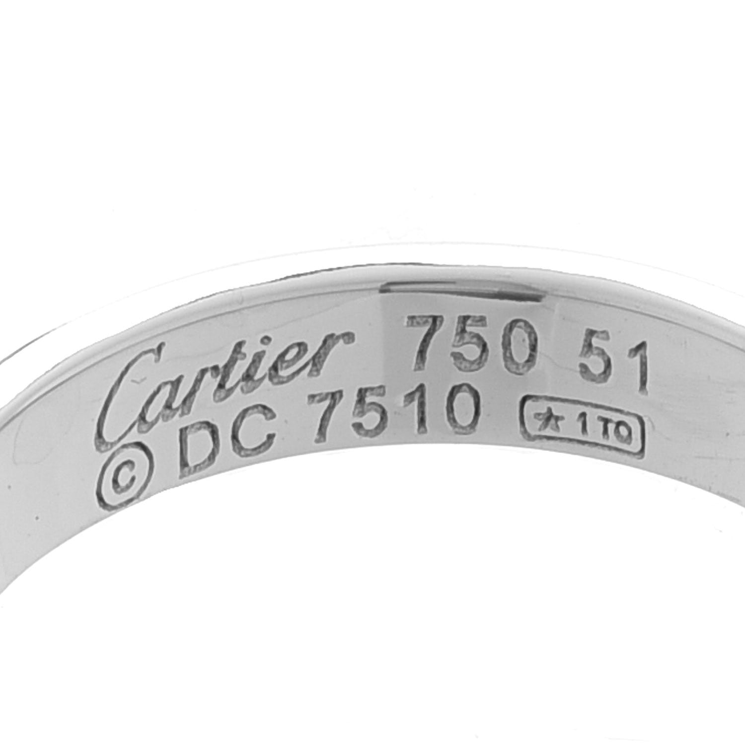Cartier 18K White Gold 3.5mm LOVE Wedding Band Ring 51 5.75 4 of 4