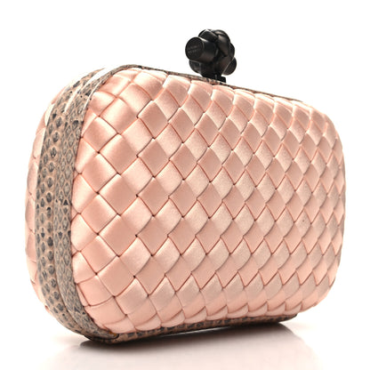 Bottega Veneta Satin Intreccio Impero Ayers Knot Clutch Flamingo 3 of 9