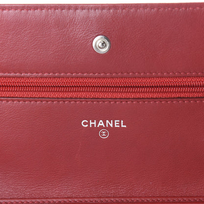 Chanel Patent Quilted Wallet On Chain WOC Red 5 of 9
