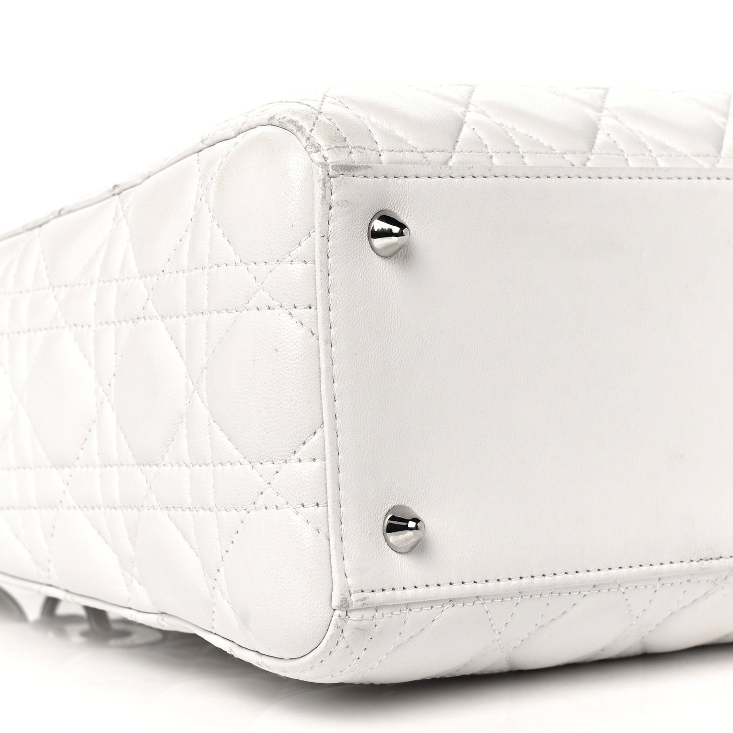 Lambskin Cannage Medium Lady Dior White