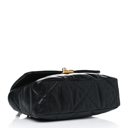 Chanel Shiny Goatskin Quilted Medium Chanel 19 Flap Black 3 of 4