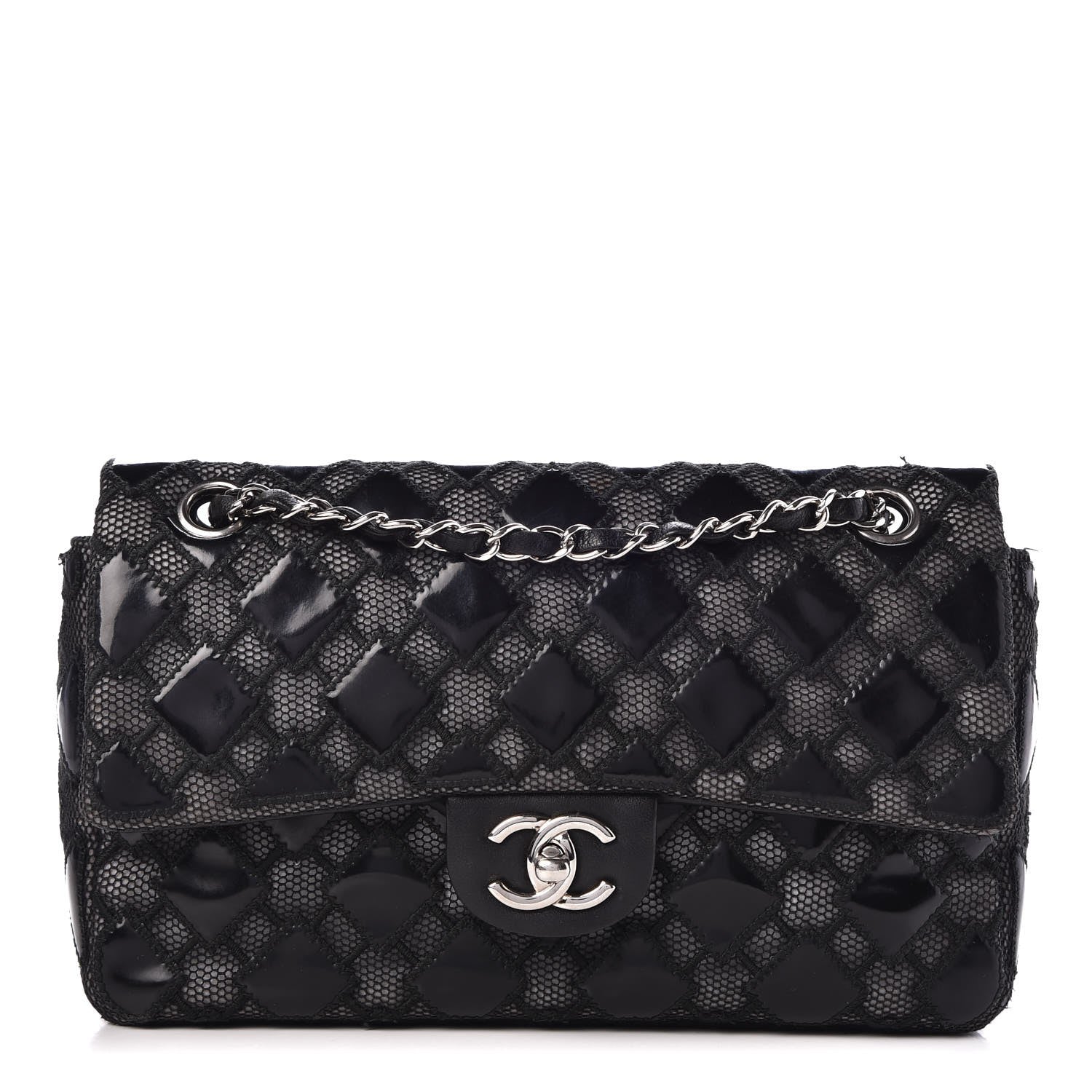 Chanel Vinyl Mesh Quilted Medium Single Flap Black 1 of 8
