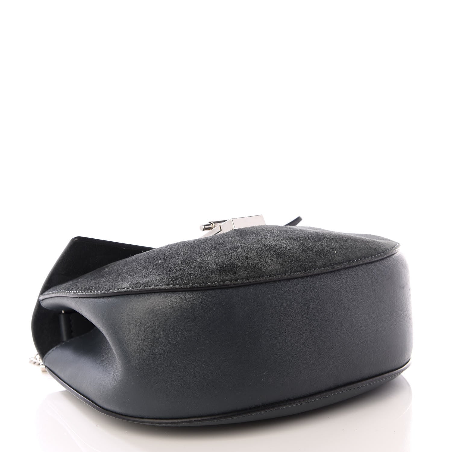 Chloe Suede Smooth Calfskin Drew Shoulder Bag Silver Blue 5 of 9