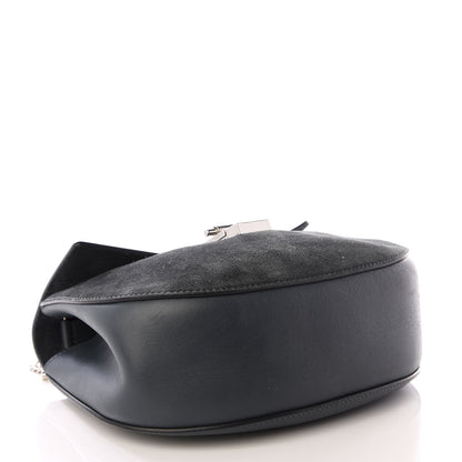 Chloe Suede Smooth Calfskin Drew Shoulder Bag Silver Blue 5 of 9