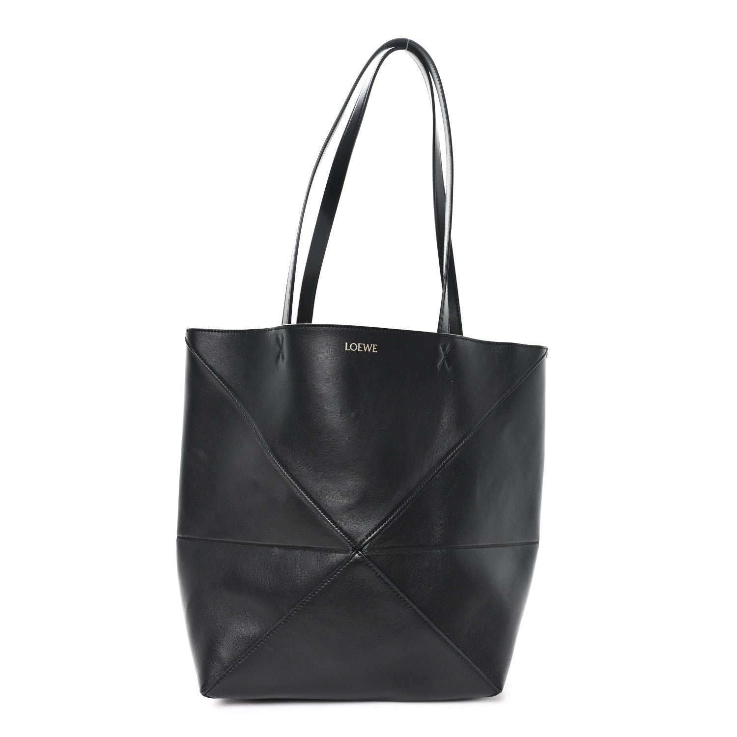 Loewe Shiny Calfskin Medium Puzzle Fold Tote Black 1 of 9