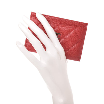 Chanel Caviar Quilted Card Holder Red 2 of 9