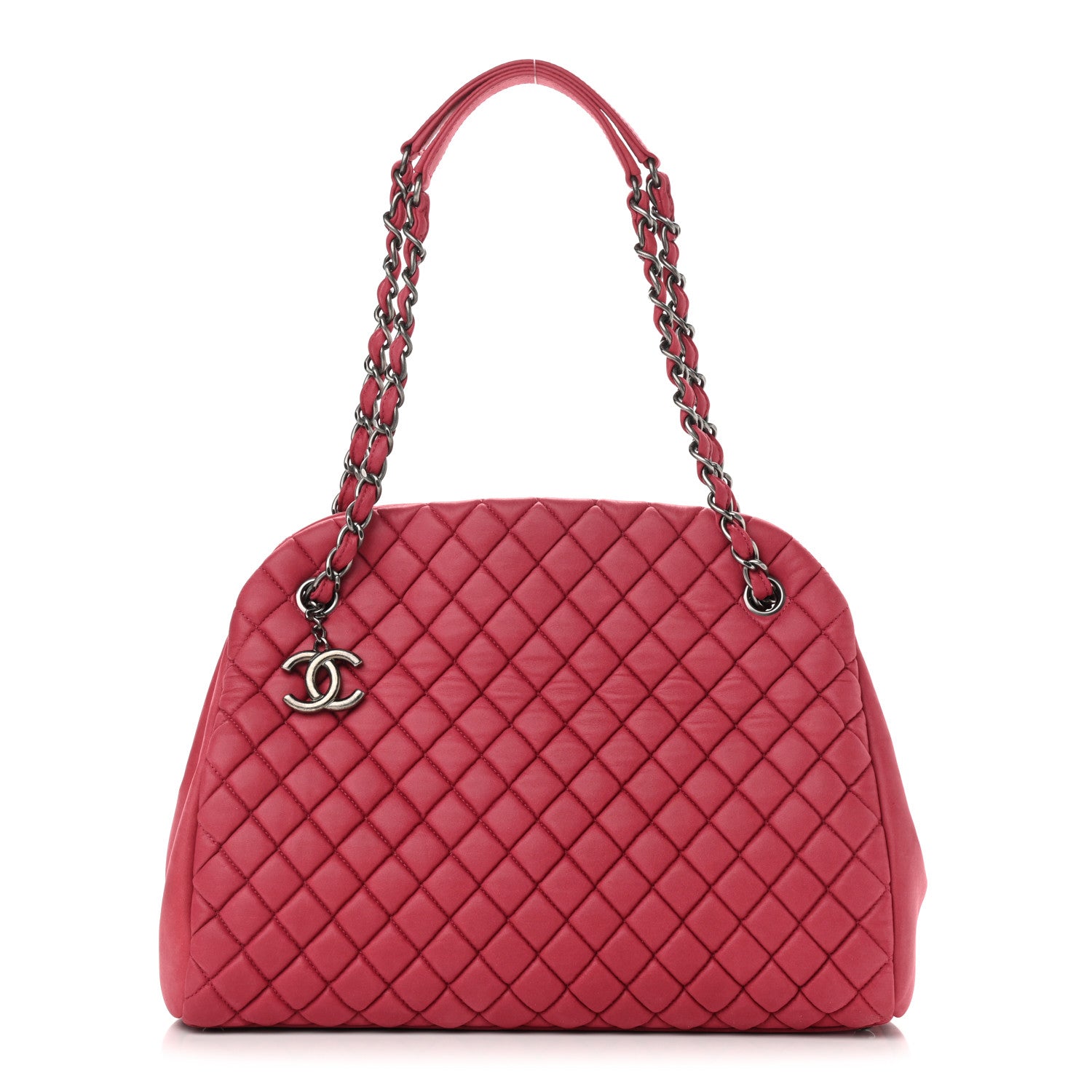 Chanel Iridescent Calfskin Quilted New Bubble Bowling Bag Fuchsia 1 of 12