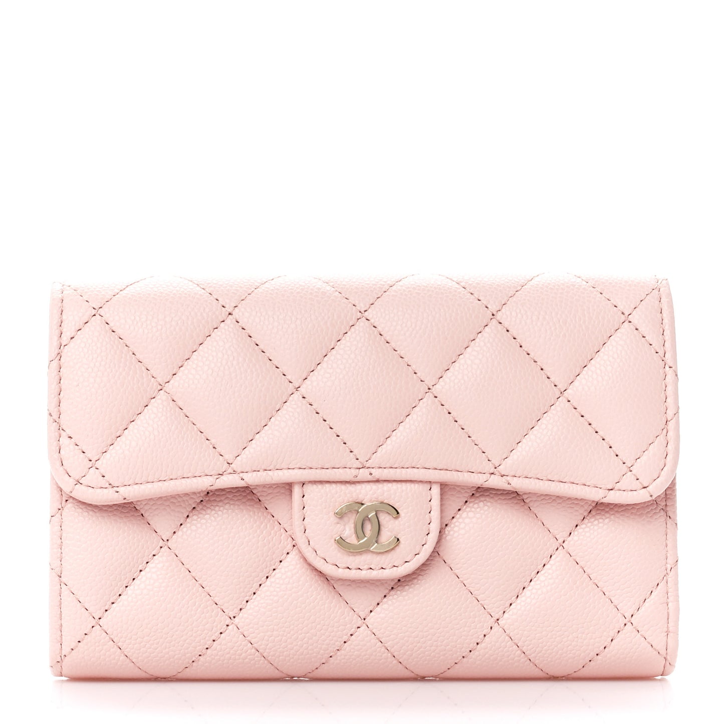 Caviar Quilted Medium Flap Wallet Light Pink