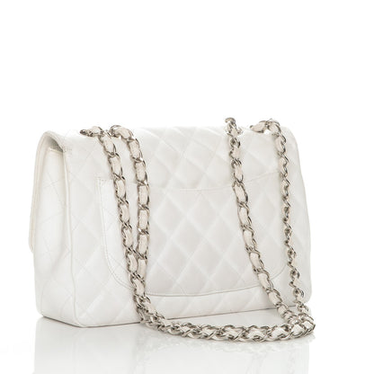 Chanel Caviar Quilted Jumbo Single Flap White 3 of 13