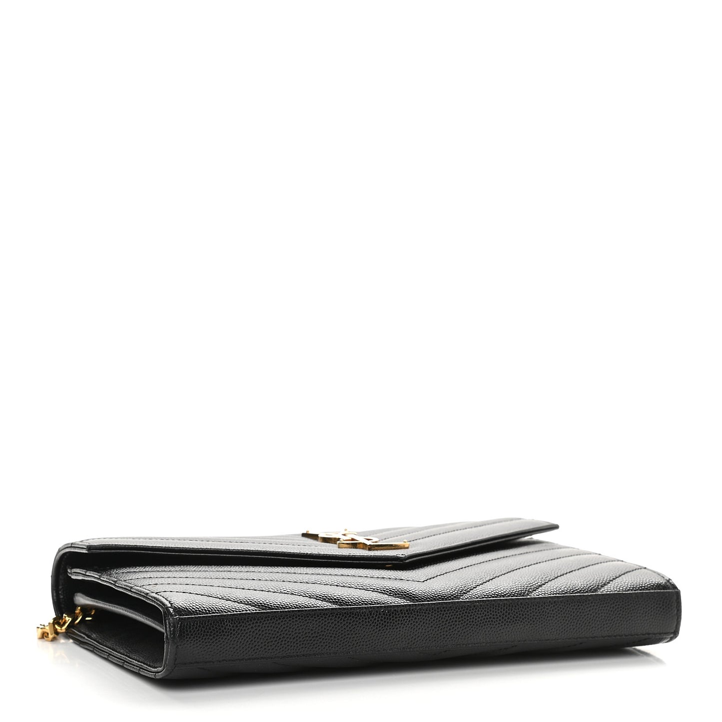Grain De Poudre Matelasse Chevron Monogram Chain Wallet Black