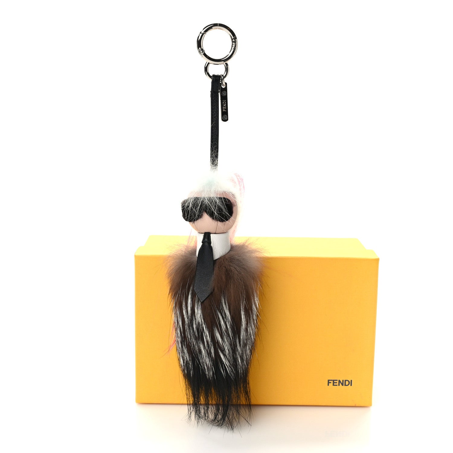 Fendi Mink Fox Goat Fur Mini Karlito Bag Charm Pink 4 of 4