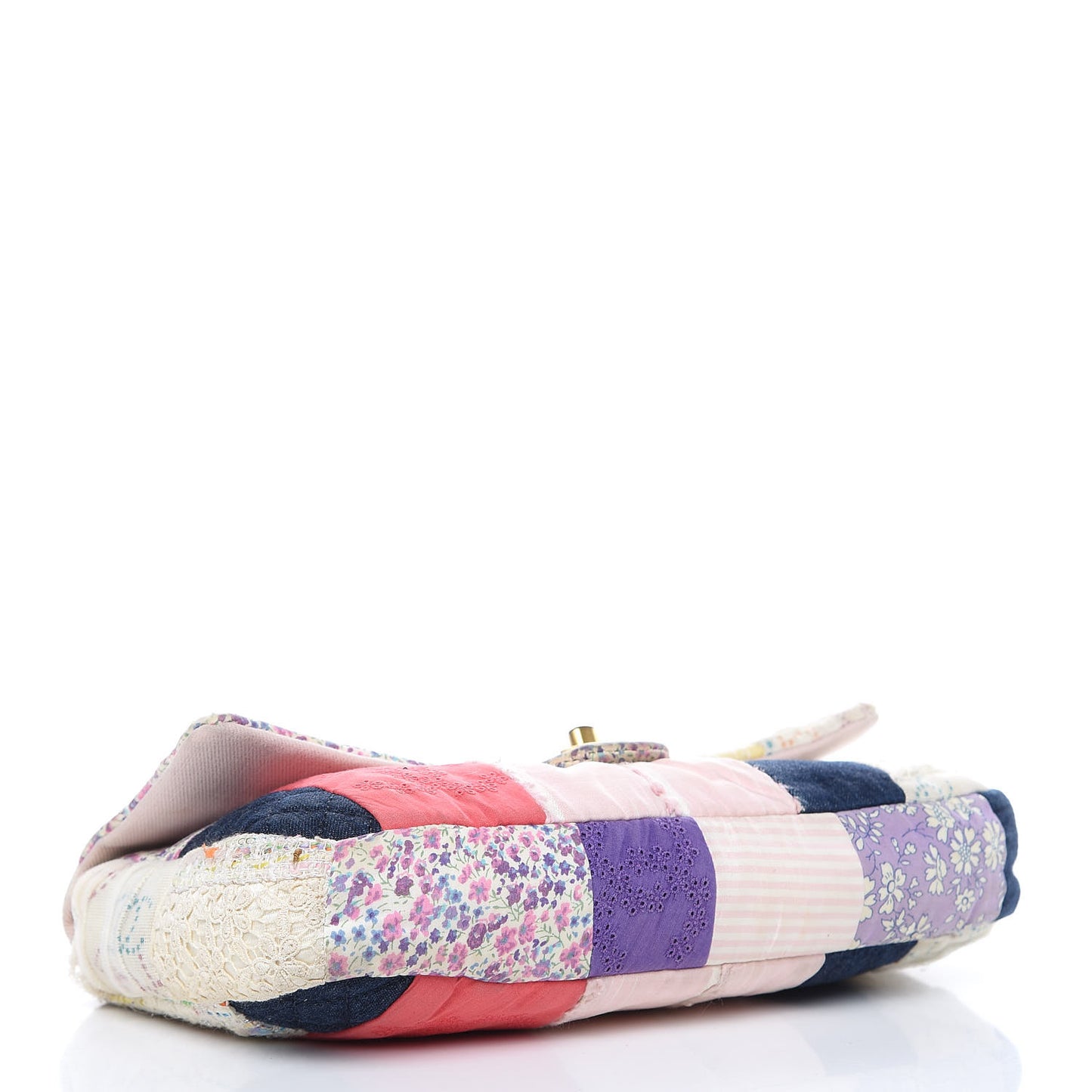 Fabric Patchwork Medium Flap Bag Pink