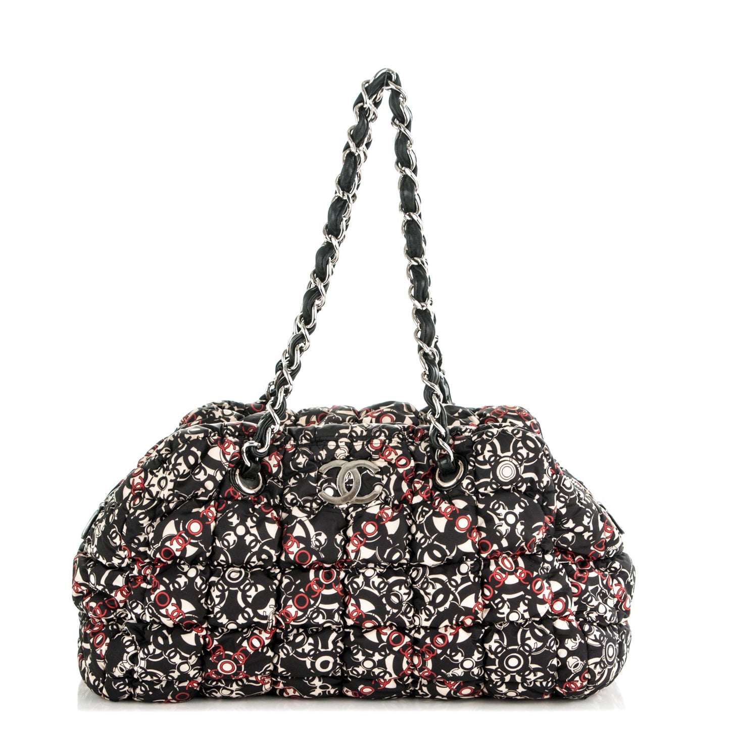 Nylon Quilted Printed Coco Bowler Black