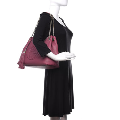 Gucci Pebbled Calfskin Medium Soho Chain Shoulder Bag Peonia Flower 2 of 10