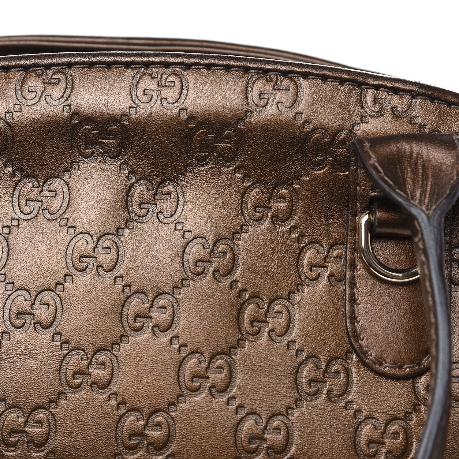 Gucci Metallic Guccissima Heart Bit Charm Dome Satchel Bronze 11 of 22