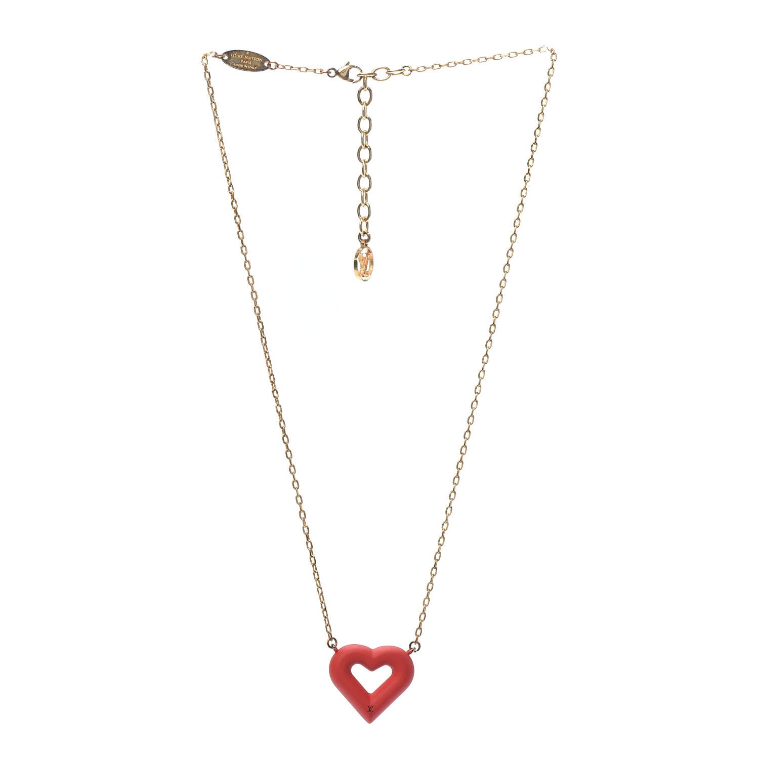 Louis Vuitton Rubber LV and V Heart Necklace Red 3 of 6