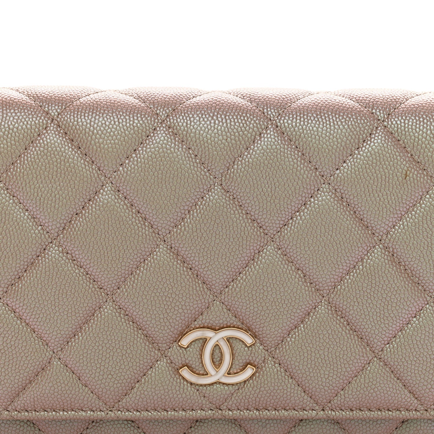 Chanel Iridescent Caviar Quilted Wallet On Chain WOC Beige 6 of 13