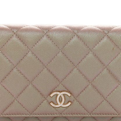 Chanel Iridescent Caviar Quilted Wallet On Chain WOC Beige 6 of 13