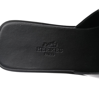 Hermes Goatskin Auteuil Sandals 37 Black 7 of 8