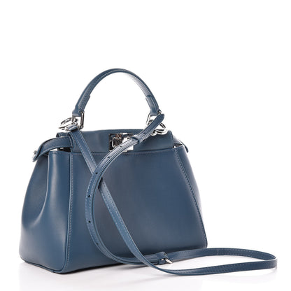 Fendi Nappa Mini Peekaboo Iconic Satchel Pavone 4 of 11