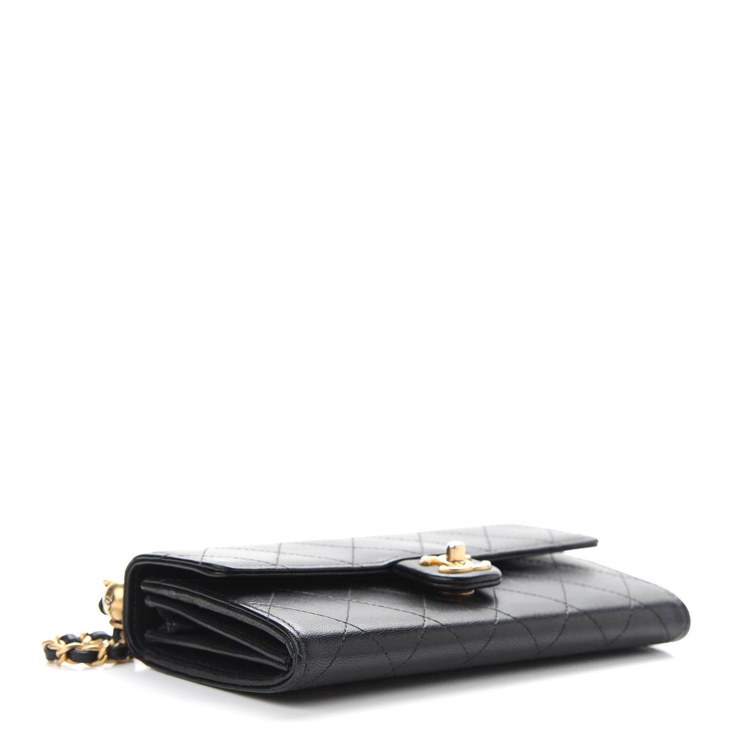 Chanel Goatskin Quilted Chic Pearls Clutch With Chain Black 4 of 10