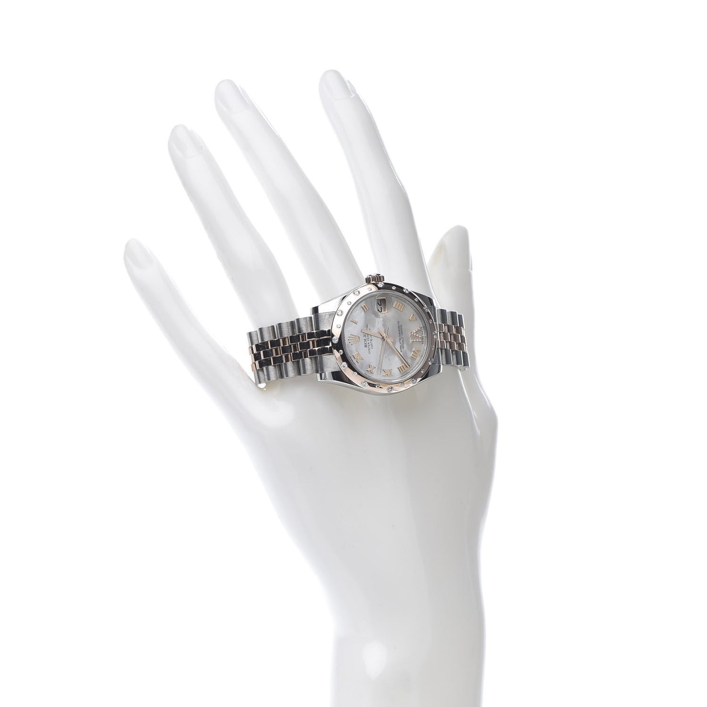 Stainless Steel 18K Everose Gold Diamond Mother of Pearl 31mm Oyster Perpetual Datejust Watch Roman 178341