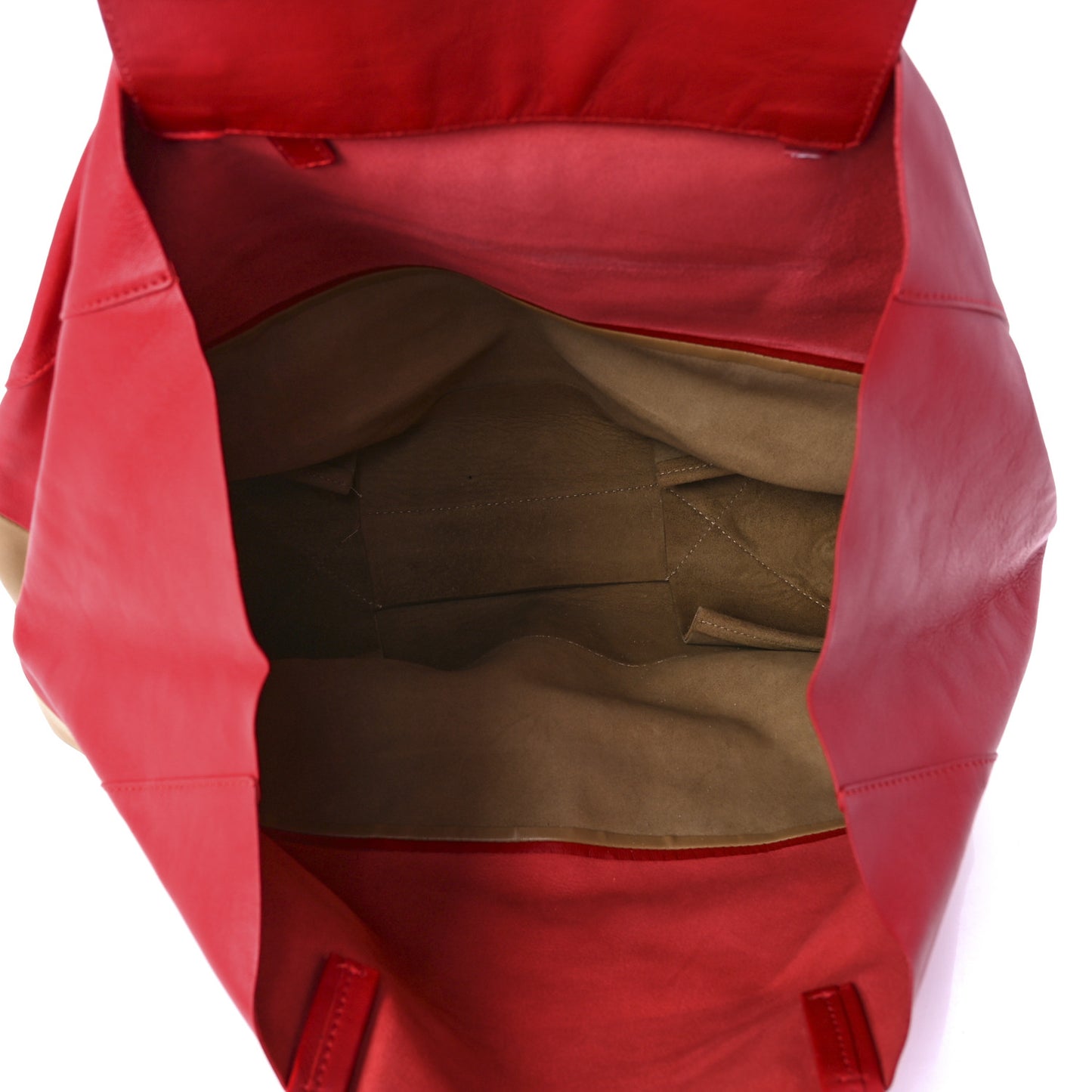 Lambskin Horizontal Bi-Color Cabas Red Camel