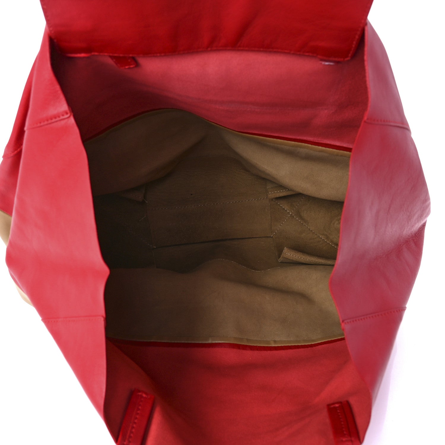 Celine Lambskin Horizontal Bi-Color Cabas Red Camel 4 of 10