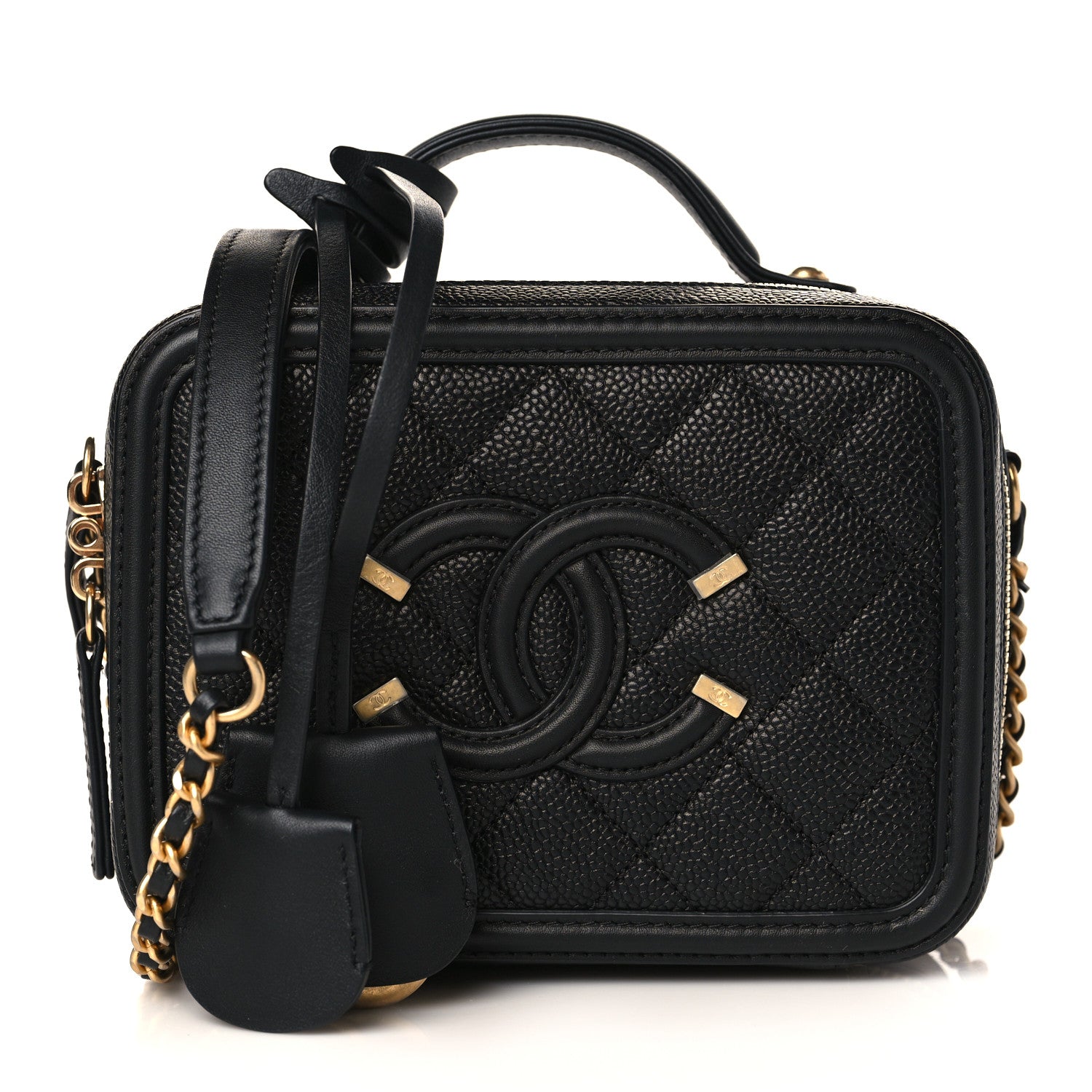 Chanel Caviar Quilted Small CC Filigree Vanity Case Black 1 of 10