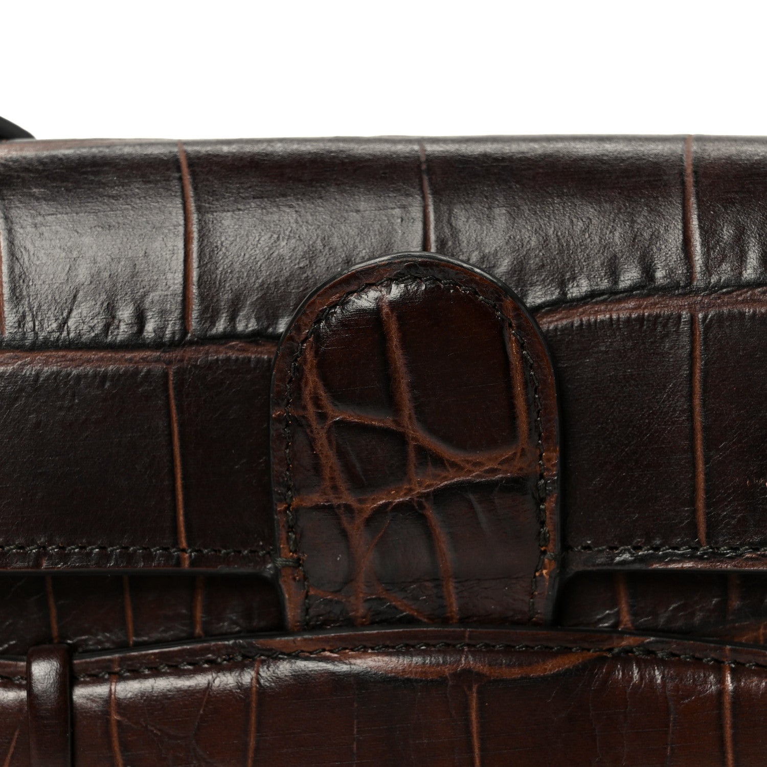 Celine Crocodile Embossed Calfskin Mini Symmetrical Bag Brown 8 of 10