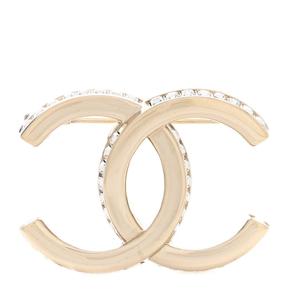 Chanel Metal Crystal CC Brooch Light Gold 1 of 5