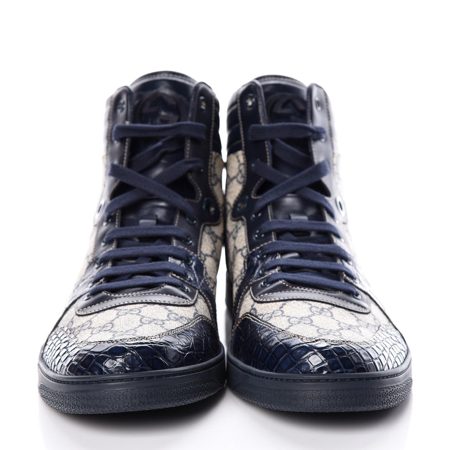 GG Plus Monogram Crocodile Mens Coda Sneakers 13.5 Blue