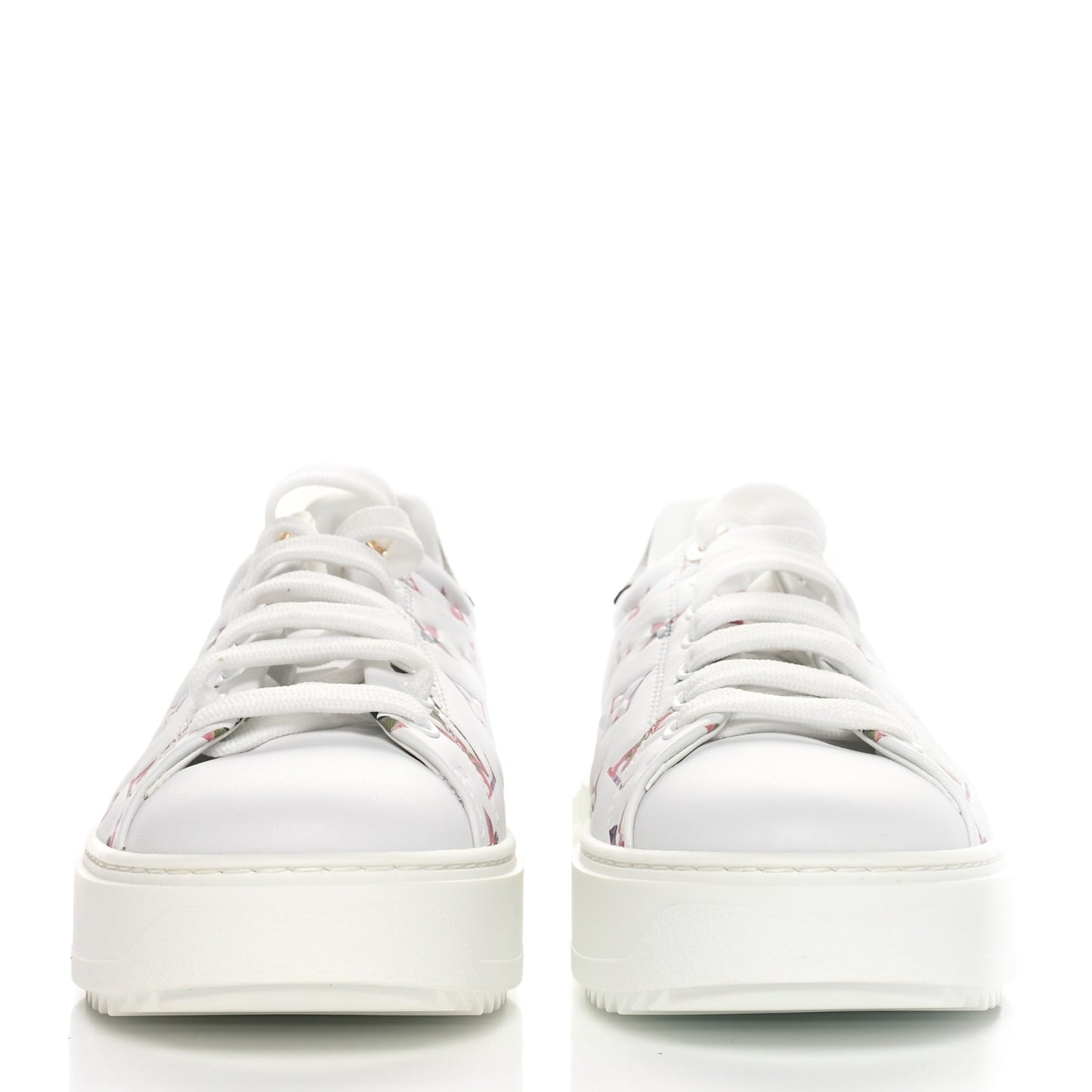 Lambskin Embossed Floral Monogram Time Out Sneakers 39 White