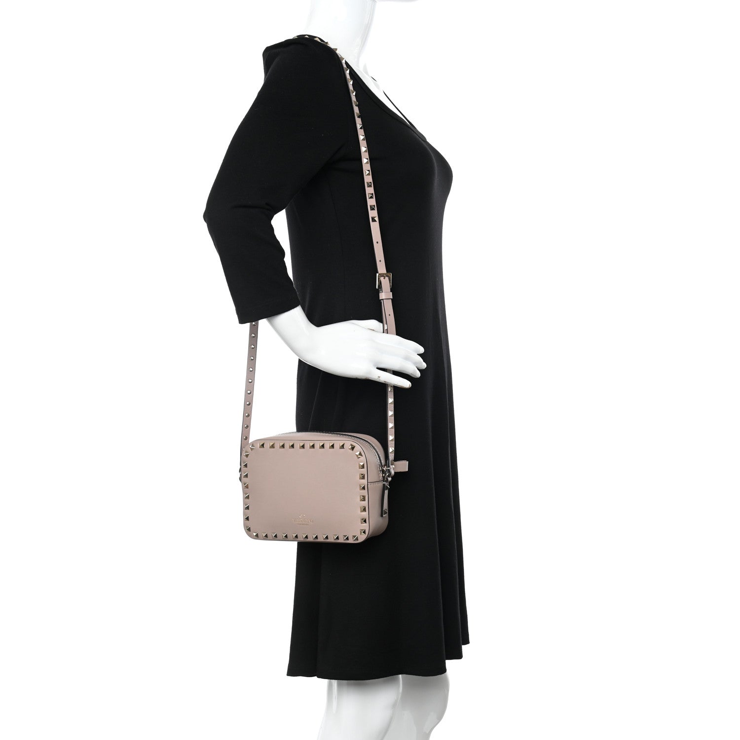 Valentino Garavani Calfskin Rockstud Camera Crossbody Bag Poudre 3 of 9