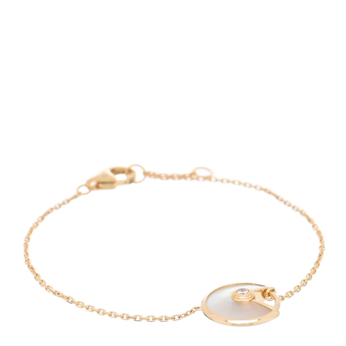18K Yellow Gold Diamond Mother of Pearl Amulette de Cartier Bracelet