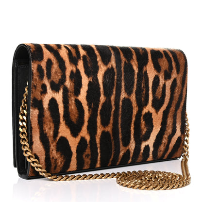 Saint Laurent Calf Hair Monogram Chain Wallet Leopard 3 of 9