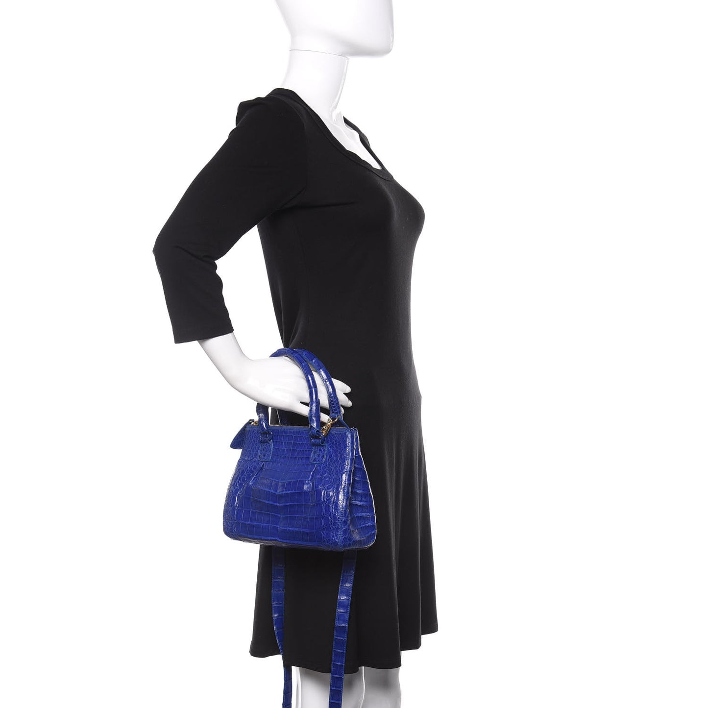 Crocodile Double Zip Tote Electric Blue