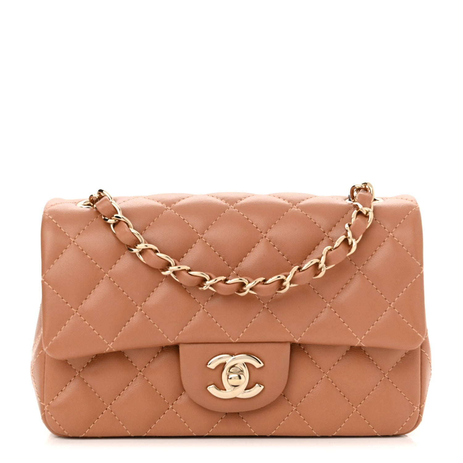 Chanel Lambskin Quilted Mini Rectangular Flap Brown 1 of 11