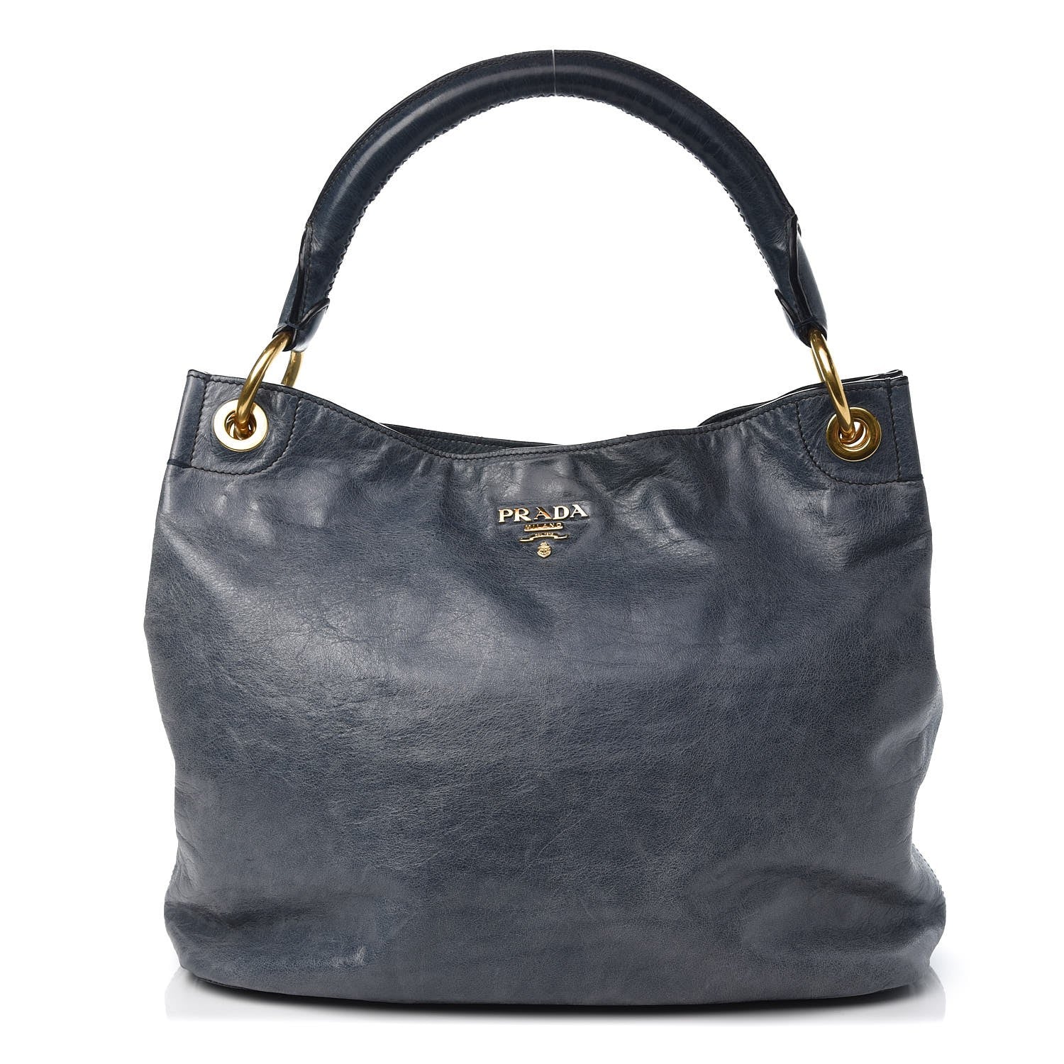 Prada Vitello Shine Hobo Denim 1 of 12